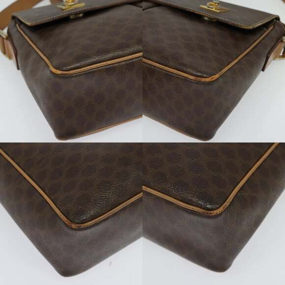 CELINE Macadam Canvas Shoulder Bag Pvc Leather Brown Gold - Picture 10 of 12